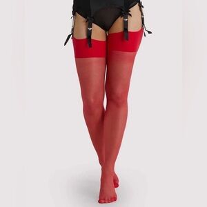 NWT Playful Promises Lollipop Red Seamed Vintage Heel Stockings 15 Denier